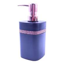 Micromax Porta Sabonete Liquido Com Strass Preto 300ml Luxo Rose - Multicolorido - Visão 7
