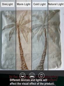 1pc Tropical Palm Tree Print Decorative Pillowcase (2D Printed Pattern, Not Embroidered), Modern White With Gold Accents, Suitable For Living Room, Bedroom, Patio Decor, Palm Tree Theme Decoration, Bedroom Accent, Modern Style, Textured Fabric, School Bedding, Breathable Polyester Fabric, Zipper Closure, Machine Washable, 45x45 Cm - Beige - View 6