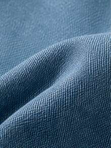 1pc Girls Spring/Autumn Denim Jeans, Asymmetrical Rolled Waistband Single Button Design Loose Wide Leg Denim Pants - Medium Wash - View 8