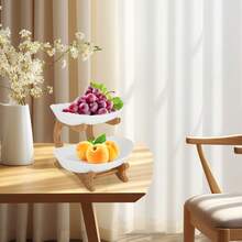 White 2-Tier Plastic Fruit Tray, Multi-Layer Food Storage Bowl For Fruit And Snack Display, Household And Party - White - View 2