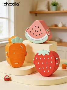 choxila 1pc Cute Divided Bento Box, Fruit Shaped Microwave Plastic Lunch Box With Secure Snap Lid, Lightweight Portable Food Storage Container For School, Picnic, Office Meal Prep And Students - Lunch Box - View 1