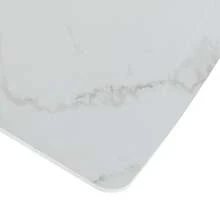 120CM-160CM Modern Rectangle Dining Table, Stretchable, With Printed White Marble Table Top+MDF X-Shape Table Leg With Metal Base - 白色 - 查看 15