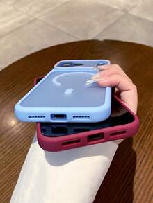 奢華高端磨砂半透明掛繩大窗手機殼,適用於 iPhone 18 Pro Max 18 Pro 17 16 Pro Max 15 14 16 Plus 11 18 17 15 16 13,支持磁吸無線充電,防震雙色對比硬殼保護套 - 藍色 - 查看 10