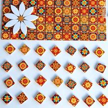 100/200g Autumn Vintage Floral Pattern Glass Mosaic Tiles, 2.3*2.3cm Mixed Random Mandala Spray-Painted Mosaic Glass, Suitable For Handmade Arts, Various DIY Crafts, Wall, Floor, Pool Inlay Decoration Materials - Chrysanthemum - View 5