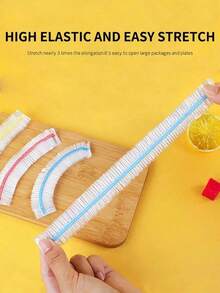 Color Edge Disposable Food Storage Covers, Elastic Stretch Plastic Bowl Wraps, Multicolor Rim Reusable‑Fit Food Saver Lids, 100/300/500 Counts, Refrigerator Leftover Preservation Sleeves For Kitchen Meal Prep Home Daily Use - View 6