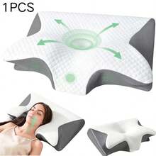 Adjustable Dual-Height Cervical Neck Pillow, Ergonomic Support Memory Foam Bed Pillow, Comfortable Neck Pillow For Side, Back, And Stomach Sleeping, Multi-Functional Sleep Pillow For Home Bedroom Rest And Daily Nighttime Sleep - Grey - View 2