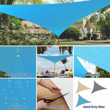 Vela de sombra triangular para exterior 12x12x12 ft - Bloqueo UV - Toldo tipo sail shade para patio, jardín, terraza y deck - Instalación fácil - Azul - Ver 4