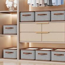 2 Large Capacity Storage Boxes, Portable Foldable Clothing And Bedding Storage Bags, Dormitory Bedroom Wardrobe Clothing And Bedding Packaging Organizer Bags, Shirt And Pants Storage Rack, Space-Saving Wardrobe Organizer And Storage Basket - Black - View 2