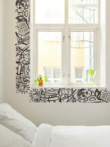 mama look 1pc, Multi-Style, Black Home Decor Wall Sticker, Line Plant/Study Element/Cross, PVC Self-Adhesive Removable, Suitable For Bedroom, Living Room, Study, Dining Room, Bathroom, Home Wall Decoration, Room Decoration, Etc. - Multiple Styles - View 10