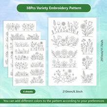 Water-Soluble Embroidery Stabilizer Patch Paper, Multiple Curved Spring Floral Borders, Mixed Roses, Sunflowers, Daisies And Green Leaves Washable Transfer Patterns, Suitable For Adult Embroidery Enthusiasts - A090 - View 3