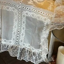 1/2/4件法式復古刺繡蕾絲餐墊，波點網紗荷葉邊鏤空花卉邊緣桌墊，餐桌裝飾攝影道具 - 彩色 - 查看 5