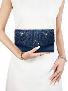 New Women's Sparkling Rhinestone Evening Bag, Bridal Wedding Bag, Versatile Handbag, Crossbody Bag, Wedding Season Bag, Perfect For Weddings, Conferences, Banquets, Parties, Balls, Beach Parties, Best Gift For Women - Blue - View 1