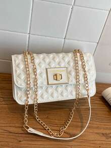 New Fashion Chain Quilted Women's Handbag, Small Square Crossbody Shoulder Bag 2026 - White - View 8