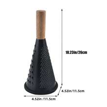 Stainless Steel Cone Cheese Grater, Multi-Function Vegetable Shredder With Wooden Handle And Non-Slip Base For Cheese, Garlic, Potato And Carrot - Black - View 6