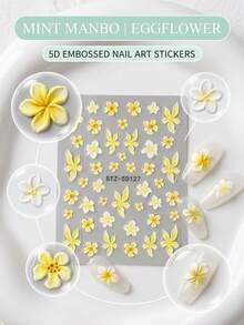 1 Set Exquisite Yellow Frangipani Decorative Stickers, Delicate Petal Texture, Suitable For Various Personal Items DIY, Create Your Own Elegant Decorative Style - Yellow Plumeria - View 4