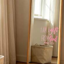 1pc Religious Bible Verse Static Mirror Window Clings. I Am A Gift From God Psalm 127:3 Scripture Text In Black Pink Tones, Idea For Bathroom Vanity Mirror Bedroom Closet Glass Faith Home Decor. - Multicolor - View 10