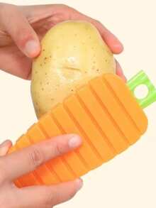 Creative Carrot-Shaped Flexible Cleaning Brush, Soft Bristles That Won't Damage Fruit And Vegetable Skins, Bendable Long Handle Design, Suitable For Cleaning Potatoes, Carrots, Yams And More, Essential Portable Kitchen Scrubbing Tool For Home - Orange - View 4