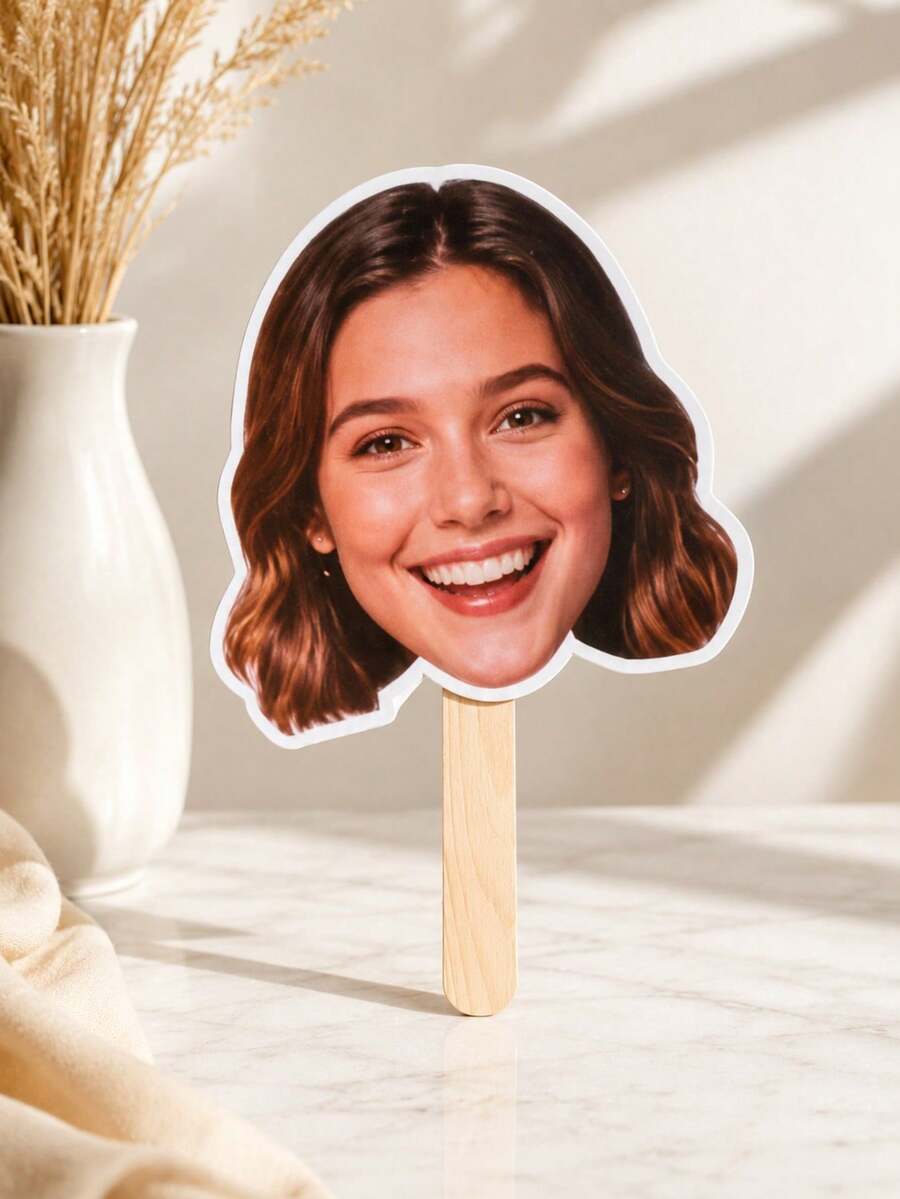 1/3/5/10pcs Customizable Large Handheld Portrait Fan, Personalized Design With Custom Portrait Print, Perfect Wedding Gift, Fun Decoration For Bachelorette Party, Birthday Party, Reusable, Multi-Functional, Decorative, Fashionable, Ideal Photo Prop - Multicolor - View 1