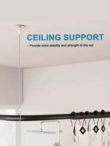 1pc 3 Meters Adjustable Ceiling Mount Bracket, Suitable For Curved Ceiling Installation Of Shower Curtain Rods, L-Shaped And Straight Shower Curtain Rods, Sturdy Rust-Proof Support (Prevents Sagging) - A-Silver - View 8
