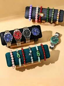 1PC/2PCS Wooden Single Layer Bracelet Storage Rack Headband Necklace Watch Bracelet Display Stand Jewelry Headscarf Display Prop Accessory Decoration Rack - Log Flat Single Layer Bracelet Stand - View 11