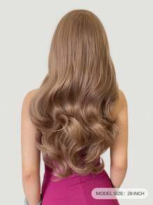 alicegarden 28 Inch Long Synthetic Wig, Natural Wavy Curls, Flaxen Brown Color, With Bangs, Suitable For Women Daily Wear, Party, Cosplay Use, Natural And Durable, Women's Wig Gift - Linen Brown - View 4