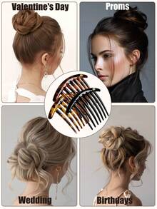 3/1pc French Hair Comb, Women's Bun Styling Tool, INS Style, All Season Essential, Commute/Date/Daily Fashion Hair Accessory, Hair Bun Extension - Multicolor - View 7