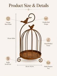 Vintage Distressed Metal Birdcage Candle Holder, European Style Hollow Iron Candle Tray With Bird Ornament, Decorative Table Centerpiece For Dining Table Entryway, Ideal Candlelight Dinner Home Decor Ornament - Random Styles - View 8