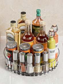 1pc Kitchen Rotating Rack, Kitchen Spice Rack, Home Rotating Storage Rack; Simple And Convenient, Suitable For Kitchen And Dining Room. (Tray And Base Need To Be Assembled By Yourself) - Multicolor - View 7