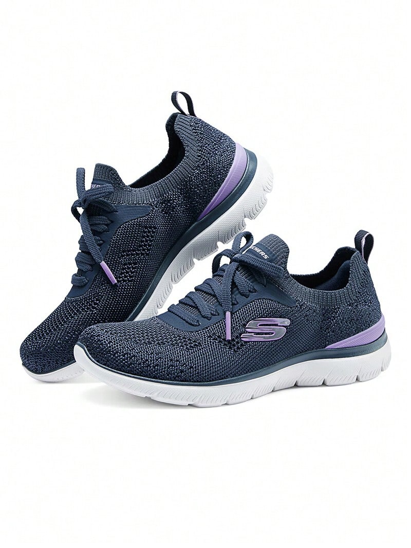 Skechers 女款網布透氣走路鞋 舒適防滑低筒休閒鞋 - 海軍藍色 - 查看 1