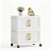 Wheeled Foldable Storage Cabinet, Vertical Transparent Door Stackable Organizer Unit, Multi-Layer Plastic Storage Drawers, Suitable For Wardrobe Living Room Bathroom, Multi-Functional Home Miscellaneous Storage Rack - View 11