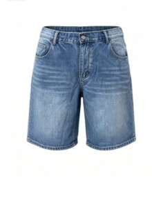 Plus Size Bermuda Shorts With Light Wash, Straight Leg Design With Pockets And Zipper, Creating A Fresh And Stylish Look Casual Summer - Light Wash - View 10