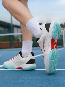 Men's 2026 New Lace-Up Mesh Splicing Sneakers, Breathable, Durable, Professional Anti-Slip Badminton Shoes For Competition And Training - Multicolor - View 4