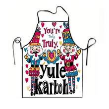 1pc Christmas Santa Claus, Christmas Bell, Christmas Snowflake, Christmas Reindeer, Christmas Tree, Christmas Snowman, Christmas Penguin, Christmas Cartoon Animal Pattern Chef Apron, Apron, Suitable For Home Decor And Kitchen Use. Made Of 100% Polyester Material, Designed As Sleeveless Style, Perfect For Home Kitchen, Outdoor BBQ Cooking. This Printed Apron Is Unisex, Machine Washable And Reusable, An Essential Kitchen Accessory - Multicolor - View 15