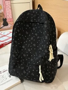 可愛蝴蝶結後背包，適合青少年女孩，柔軟抗皺尼龍學生書包，多款馬卡龍色可選，休閒日常旅行日用背包 - 彩色 - 查看 9