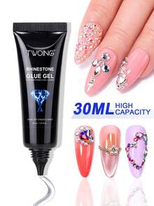 TWOING 30ml Rhinestone Nail Glue, Ultra-Strong UV/LED Curing Nail Decoration Adhesive, Suitable For Gems, Crystals, Jewelry And 3D Nail Art Decorations, Long-Lasting DIY Nail Glue - 30g - View 2