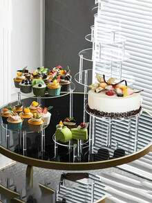 Transparent Acrylic Cake Stand, Easy Assembly And Disassembly, Wedding Ceremony Birthday Cake Stand, Cake Model Carousel Support Rack, Baking Display Shelf, Dessert Table Decoration Tray, Customized - Clear - View 10