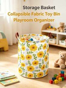 Printed Laundry Basket, Foldable Storage Bin, Waterproof Fabric Storage Basket, Suitable For Children's Room, Bedroom, Bathroom - Multicolor - View 1