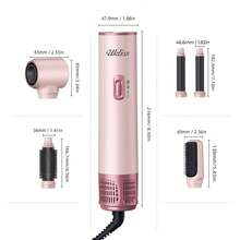 UKLISS 5-In-1 Multi-Function Professional Styling Tool (Auto Curling Iron + Hot Air Styling Brush + Straightening Brush), 5 Detachable Interchangeable Heads, 3 Temperature Settings, Salon-Grade Multi-Styling (Curl/Wave/Straight/Smooth/Volume/Inward Curl/Outward Curl), Frizz-Free, Back To School, Travel, Home Use - Pink - View 11