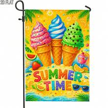 2D Flat 1pc Outdoor Garden Flag Summer Ice Cream Cone Tropical Colorful Vibrant Vertical Single-Sided Welcome Garden Flag Porch Decor Suitable For Garden Yard Decoration Without Flag Pole, 2D Flat - A - View 5