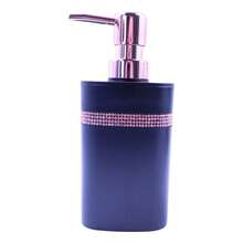 Micromax Porta Sabonete Liquido Com Strass Preto 300ml Luxo Rose - Multicolorido - Visão 4
