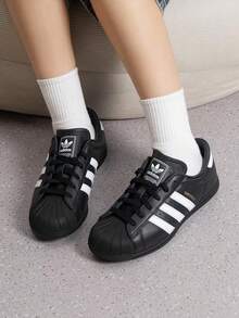 Adidas Women's SUPERSTAR LO PRO W Black Leather Classic Shell Toe Casual Skate Shoes KI6824 - Number 1 Black/White/Gold - View 10
