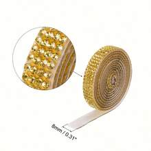 4-Row Self-Adhesive Crystal Rhinestone Ribbon Strip, DIY Shiny Sticker Roll For Handicrafts, Phone, Car Decoration, Jewelry Making Supplies - A - View 8