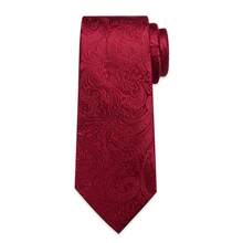 5Pcs Men Red Paisley Jacquard Tie Pocket Square Detachable Gold Chain Cufflinks Ring Set, Cufflinks Random Pattern, Wedding Formal Suit Accessor - Red - View 4