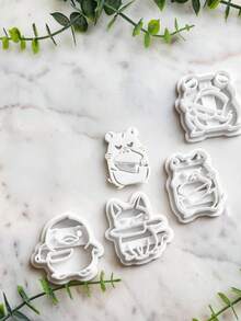Samurai Animal Polymer Clay Cutters, Cat Frog Hamster Duck Embossing Clay Molds For Handmade Earrings, DIY Craft Supplies - White - View 5