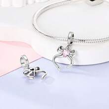 1Pc Simple Princess‑Vibe Bow Charm Pendant, 3 Colors To Choose, For Handmade Bracelet Necklace Keychain DIY Jewelry, Gift For Family Friends Lover - AC1001 - View 2