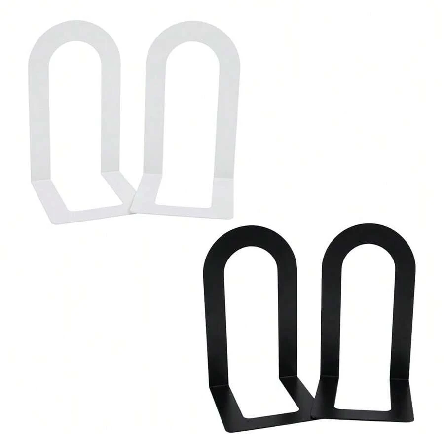 Minimalist And Creative Arched U-Shaped Metal Book Stand Desktop Book Storage And Organizing Rack With Anti Slip Stability Book Clip Suitable For Student Office Desk, Home Study Reading Area Decorative Black And White Book Organizing Supplies.