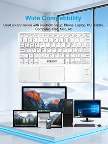 AKKHOO Rechargeable Wireless Bluetooth Keyboard With Smart Touchpad, One-Key Switch For Windows/Android/IOS 3 Systems, Ultra-Portable Mini Keyboard, Suitable For Tablets, Phones And Desktop Computers, Long Standby External Keyboard, Ideal For Office, Study And Travel - View 11