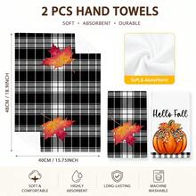 2 buah Handuk Dapur Motif Daun Maple & Kotak-kotak Hitam & Putih, Gaya Rumah Pertanian Pedesaan Musim Gugur, Kain Lembut, Bentuk Persegi Panjang, Cocok untuk Dapur Musim Gugur, Hari Thanksgiving, Musim Panen, Pertemuan Keluarga, Set 4/6/8 buah - MultiWarna - View 6