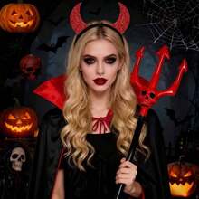 Set Kostum Vampir Setan Gotik 3 Potong, Cocok untuk Halloween, Zombie, Malaikat Maut, Pesta Bertema Peran Setan, Unisex - MultiWarna - View 2