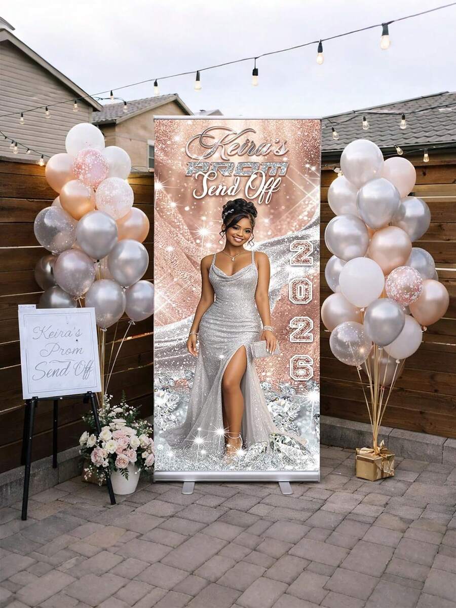 1pc Personalized Banner, Customized Photo Polyester Fiber Banner. Personalized Wedding Photo Text Poster, Customized Frameless Canvas Graduation Poster, Wedding Welcome Poster, Customized Birthday Party Poster, Wedding Welcome Sign Template, Graduation Welcome Poster, Wedding Supplies, Wedding Decor, Art Customized Canvas Print Poster Personalized, Unique Ideal Birthday Gift, Birthday Photography Backdrop, Customized Portrait - Multicolor - View 1